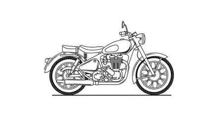 Obraz premium Classic Motorcycle Hand Drawn Line Art Illustration.