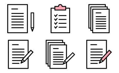 書類入り封筒と未開封封筒の状態違いをまとめたビジネス用ベクターイラストのアイコンセット