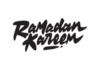 Lettering Ramadan Kareem in Black Color on White Background, Perfect for Poster, Banners, greetings Card and etc