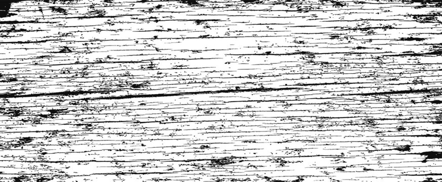 Black and white distressed wood grain texture grunge overlay vector background abstract rough surface pattern