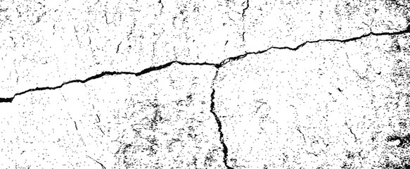 Fototapeta premium Black and White Cracked Grunge Vector Texture Overlay Distress Surface Background