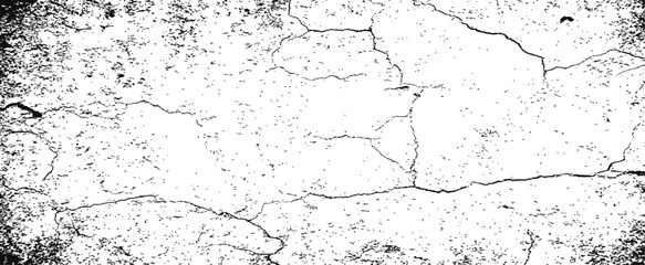 Fototapeta premium Distressed Cracked Concrete Wall Texture Vector Grunge Overlay Black and White Background