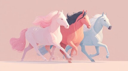 Obraz premium Modern equestrian-themed artwork suitable for branding, creative campaigns, or decor in youthful and artistic environments