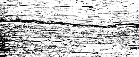 Obraz premium Black and White Distressed Wood Grain Texture Vector Overlay - Grunge Weathered Surface Background