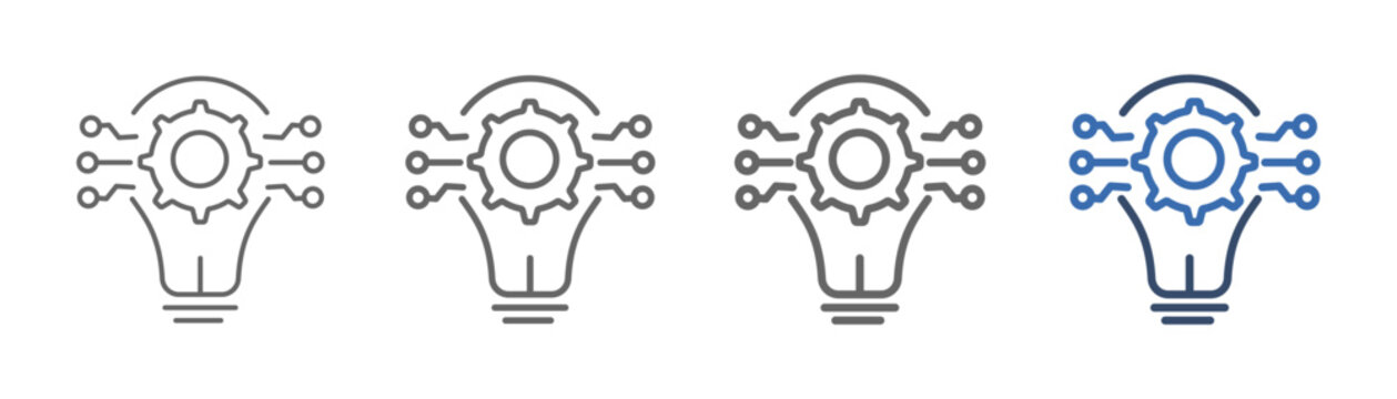
outline icon set emerging with lights, gears and artificial nerves design