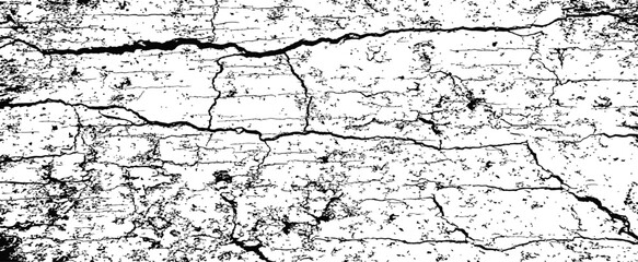 Obraz premium Black and White Cracked Grunge Vector Texture Abstract Distress Overlay Background