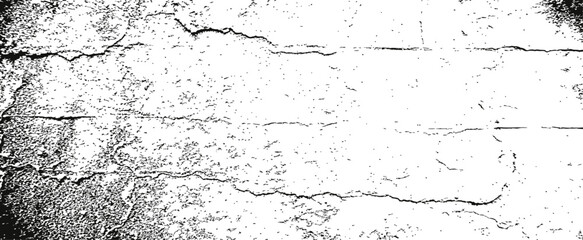 Fototapeta premium Black and white grunge texture distressed cracked concrete wall overlay pattern vector background