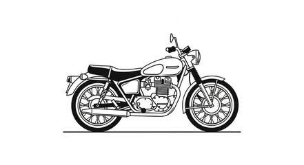 Fototapeta premium Vintage Motorcycle Line Art Illustration.