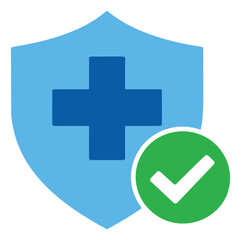 Obraz premium Flat graphic illustration of a healthcare shield with a checkmark depicting guaranteed health protection for medical services