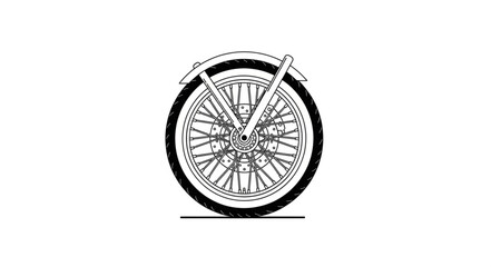 Monochrome Bicycle Wheel with Spokes and Tire.