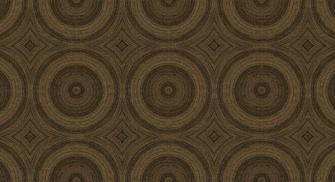 Repeating Circular Wood Grain Pattern with Geometric Diamond Shapes