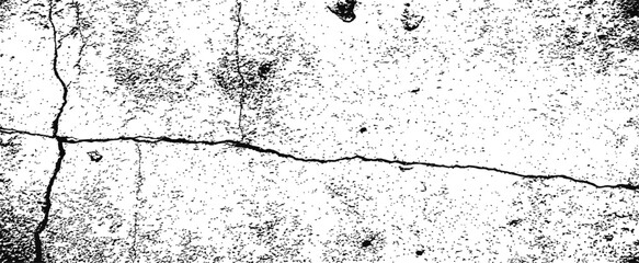 Black and white grunge vector texture overlay of cracked concrete wall or distressed stucco surface background with rough dirty effect