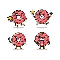 Cartoon meatballs dancing and celebrating with joy and happiness