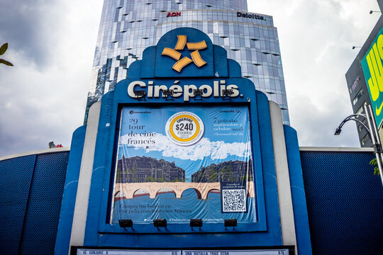 Mexico City, Mexico, January 25 2025 cinema facade, cinepolis in mexico city