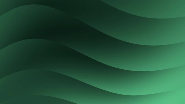 Abstract flowing waves of deep emerald green gradient create a sense of depth and movement, perfect for modern design backgrounds and digital art.
