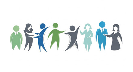 Diverse group of stylized people figures standing together.