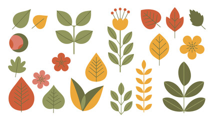 Obraz premium Collection of Autumn Leaves and Flowers in Various Styles.