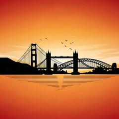 Obraz premium Sunset over iconic London city bridge.