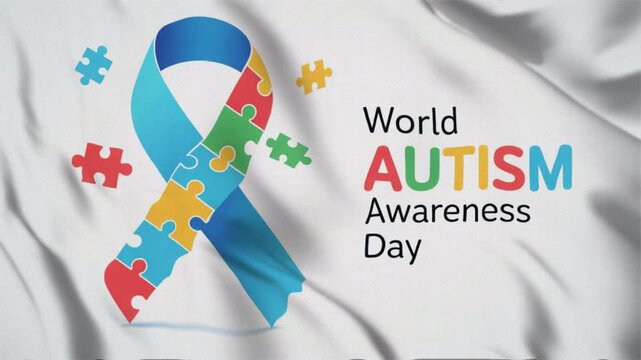 Featuring World Autism Awareness Day in a waving flag style, Great for opening videos, campaign videos, greetings