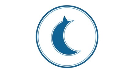 Blue crescent moon logo symbol.