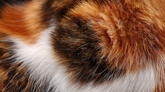 Close-up of Patchy Calico Cat Fur Pattern texture animal