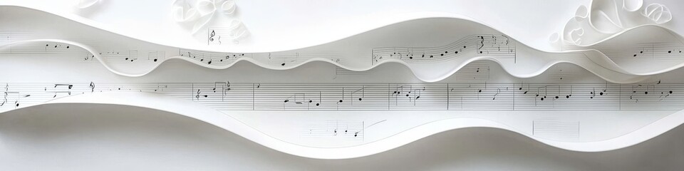 Elegant Sheet Music Notes Set Against a Clean White Backdrop