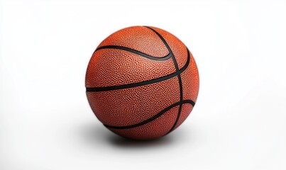 Fototapeta premium textured basketball resting on a white surface with soft shadow, conveying energetic anticipation and sporty focus