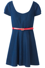 青いドレスと赤いベルト