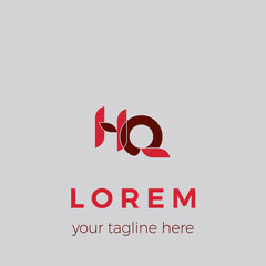 A logo combining the letters H and Q, an HQ logo design template with a dominant red color. A simple or minimalist initial logo.