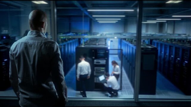 Skilled Engineers Collaboratively Diagnosing And Repairing Hardware Within Controlled Technical Setting