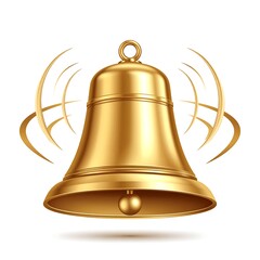 Gleaming golden bell, ringing with radiating sound waves