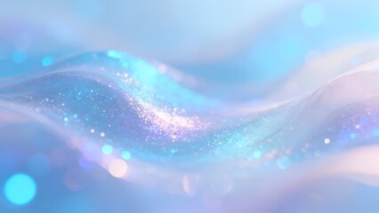 Blue and faint purple abstract glowing wave background: delicate glitter grain gradient