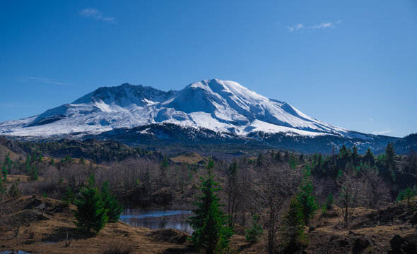 Snow covered Mount Adams Washington