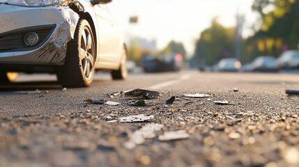 事故後の道路破片
