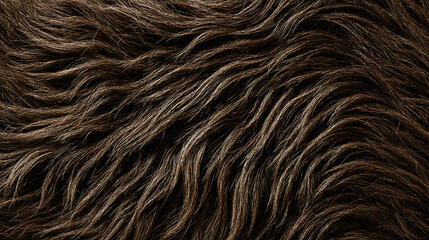 Fototapeta premium Dark Brown Faux Fur Texture Close-up background wavy