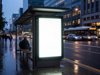 Illuminated Blank Bus Stop Advertisement