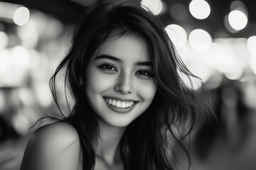 portrait of a girl. girl looks at camera and smiles.
