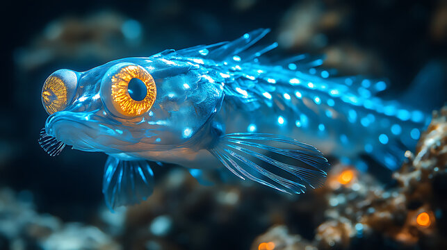 Viperfish displaying bioluminescent photophores while hunting 