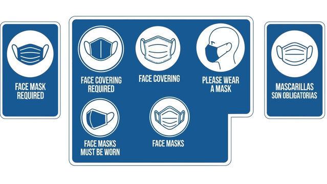 face mask signs, safety regulations, mandatory face coverings