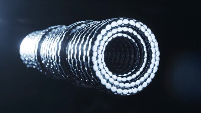 Abstract llic cylindrical structure with intricate hexagonal pattern