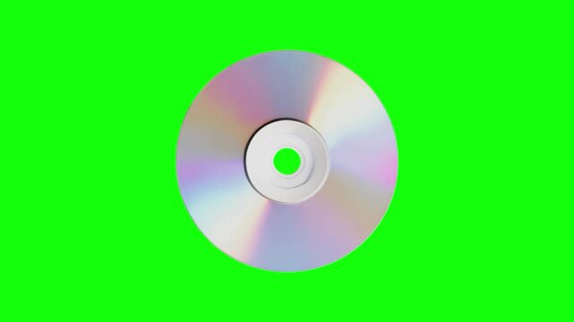 3D Compact Disc animated on green screen background