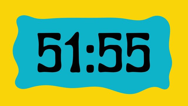 Countdown timer from 52 minute to 51 minute on yellow background suitable for presentations, productivity, educational content, and more