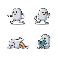 Obraz premium Cartoon character in various active and relaxed poses with a cheerful expression