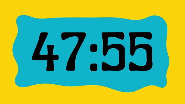 Countdown timer from 48 minute to 47 minute on yellow background suitable for presentations, productivity, educational content, and more