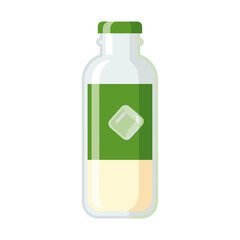 Fototapeta premium Illustration of iced matcha drink in a clear bottle with green label isolated on a white background