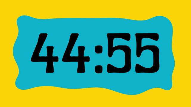 Countdown timer from 45 minute to 44 minute on yellow background suitable for presentations, productivity, educational content, and more