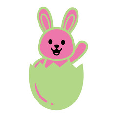 Fototapeta premium Pink Cartoon Bunny Hatching from Egg.