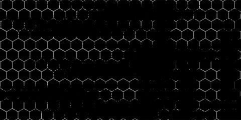 Fishing or soccer net. Repeated hexagon pattern. Black wired mesh texture isolated on white background. Metallic or fabric fence, cage or lattice structure. © Moh