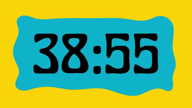 Countdown timer from 39 minute to 38 minute on yellow background suitable for presentations, productivity, educational content, and more