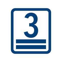 Obraz premium Modern calendar icon with number three on white background